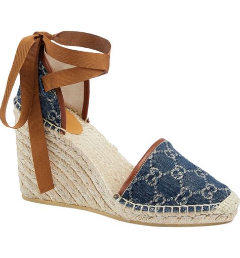 gucci denim wedges|Gucci wedge price.